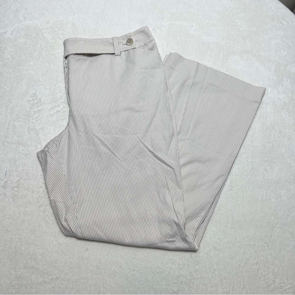 Ann Taylor Signature Petite Striped Wide Straight Leg Dress Pants E14